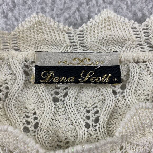 Vintage Dana Scott Sweater Knit Womens Size L Long Sleeve Round‎ Neck Ivory - Picture 2 of 10